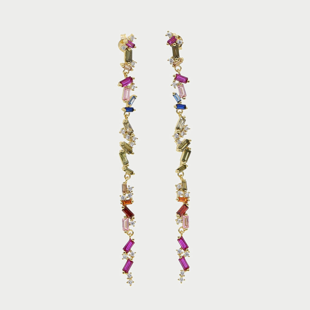 Multi-Coloured Cubic Zirconia Drop Earrings