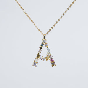 Open image in slideshow, 18K Gold Plated Initial Cubic Zirconia Necklace
