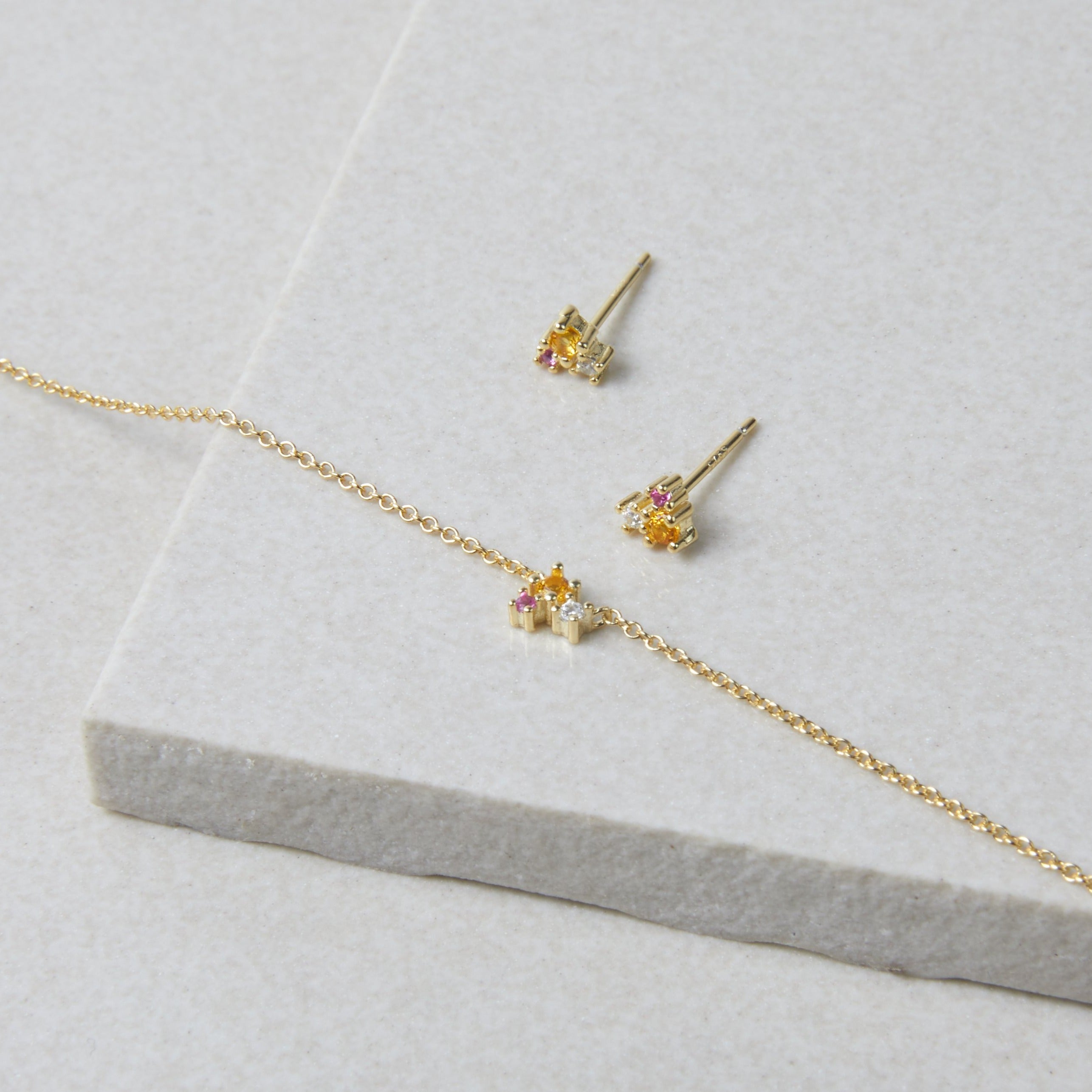 NAHARA Gold Stud and Necklace Gift Set