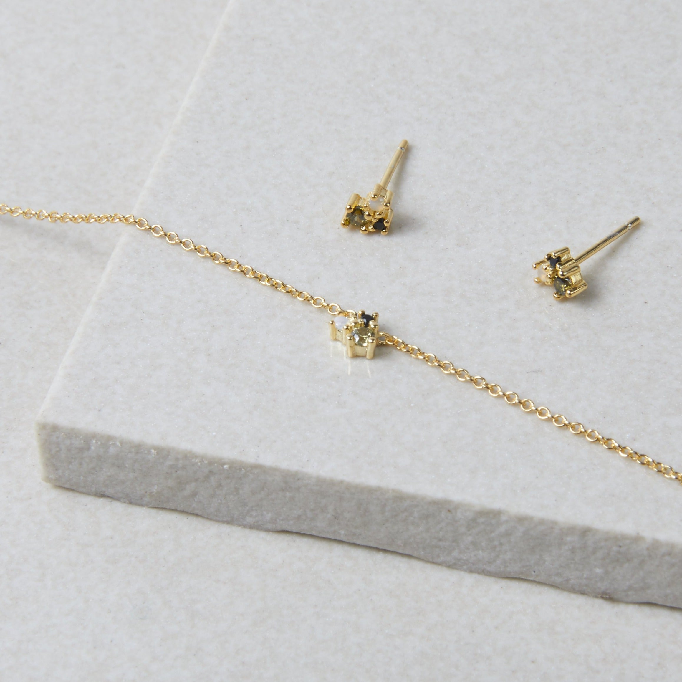 AYLA Night Gold Stud and Necklace Gift Set